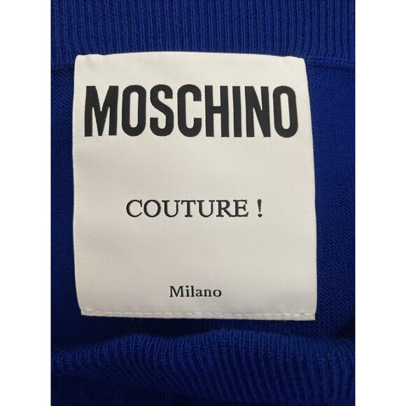 Moschino Couture Wool Skirt Knit Tiered Ruffled Royal Blue Knee Length 10 M - Picture 9 of 10